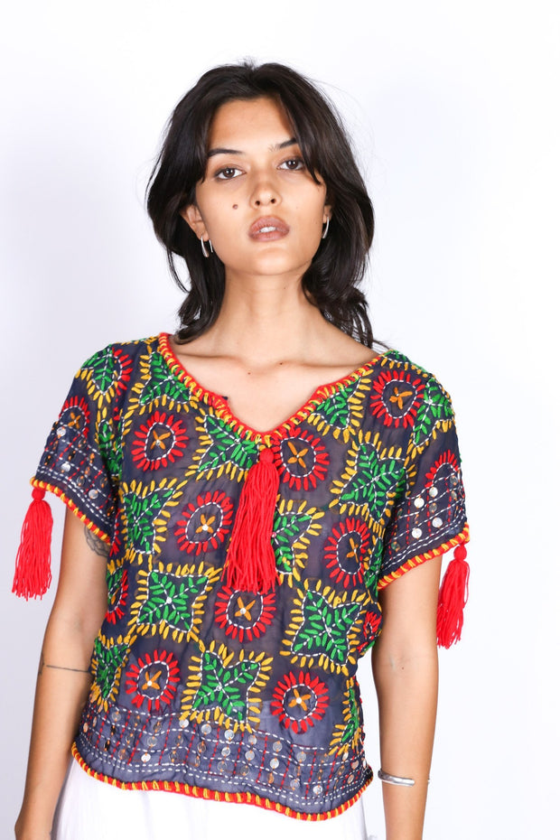 EMBROIDERED TOP JUNIE - sustainably made MOMO NEW YORK sustainable clothing, offer slow fashion