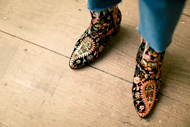 EMBROIDERED VELVET BOOTS LOU - sustainably made MOMO NEW YORK sustainable clothing, offer slow fashion