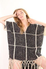 FRINGE KAFTAN DRESS RASMI - sustainably made MOMO NEW YORK sustainable clothing, kaftan slow fashion