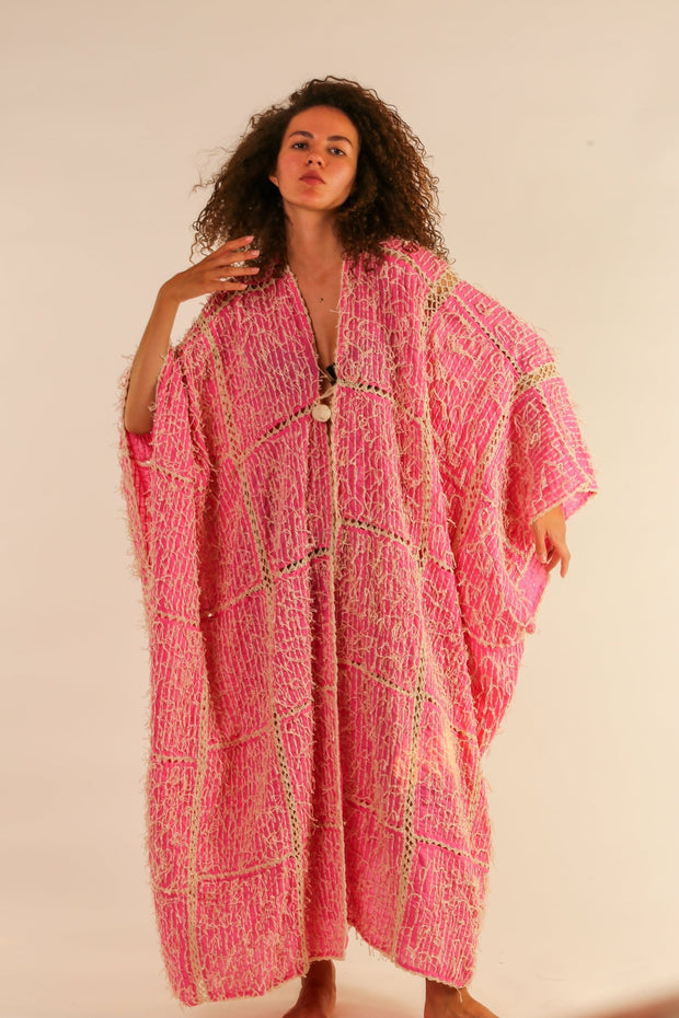 FRINGE STITCH KIMONO MADONNA - sustainably made MOMO NEW YORK sustainable clothing, Kimono slow fashion
