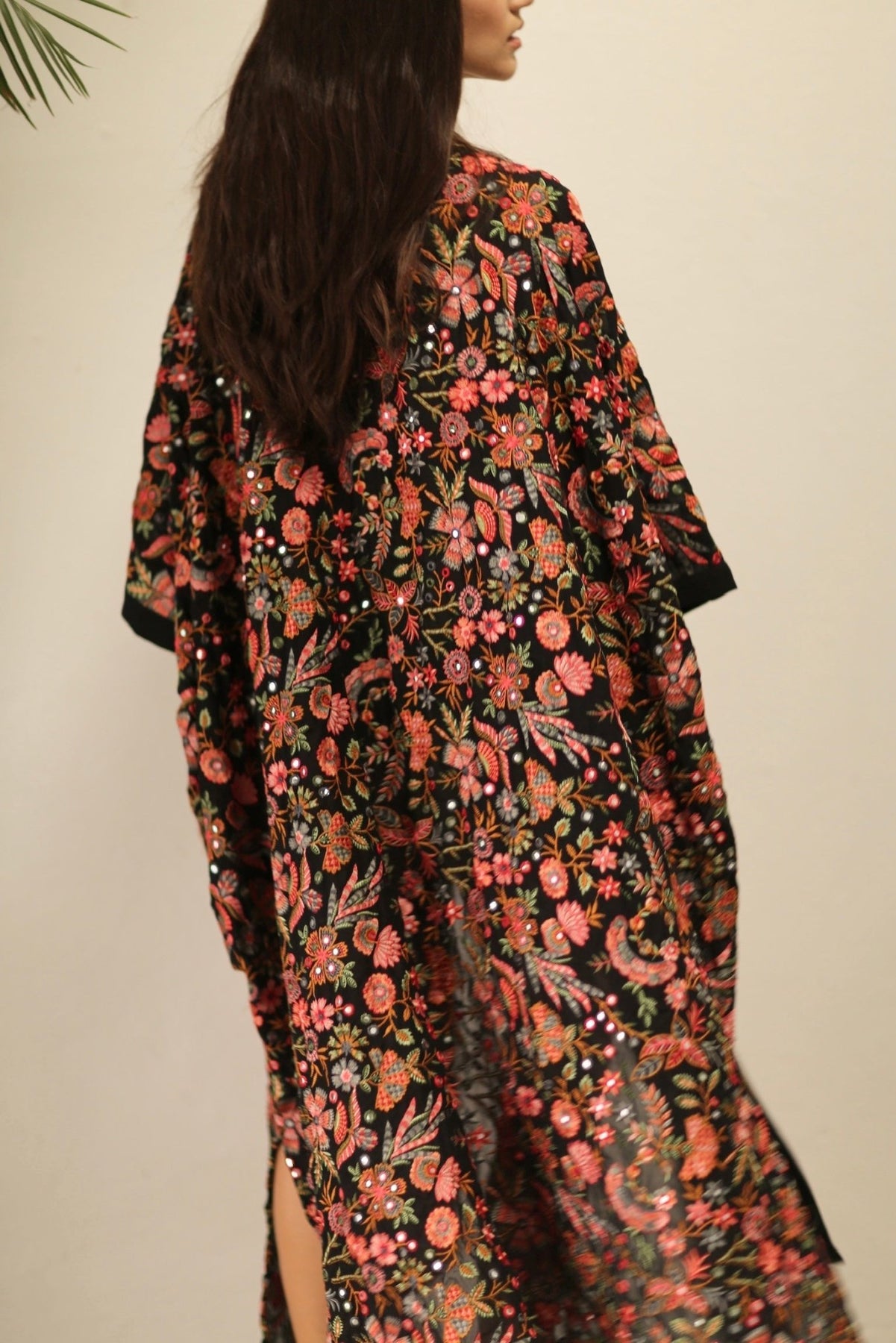 Kimono En Soie Durable - Pièce Unique Faite Main - Style Bohème élégant, Teintes Bleues Aquarelle