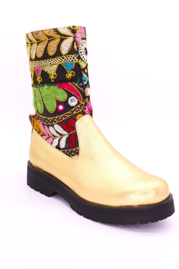 GOLD STOMPY CHELSEA BOOTS FREJA - sustainably made MOMO NEW YORK sustainable clothing, boots slow fashion