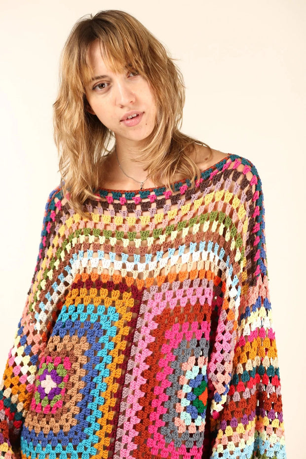 HAND CROCHET KAFTAN RAJA - sustainably made MOMO NEW YORK sustainable clothing, crochet slow fashion