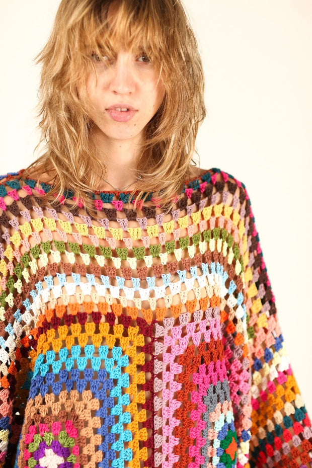 HAND CROCHET KAFTAN RAJA - sustainably made MOMO NEW YORK sustainable clothing, crochet slow fashion