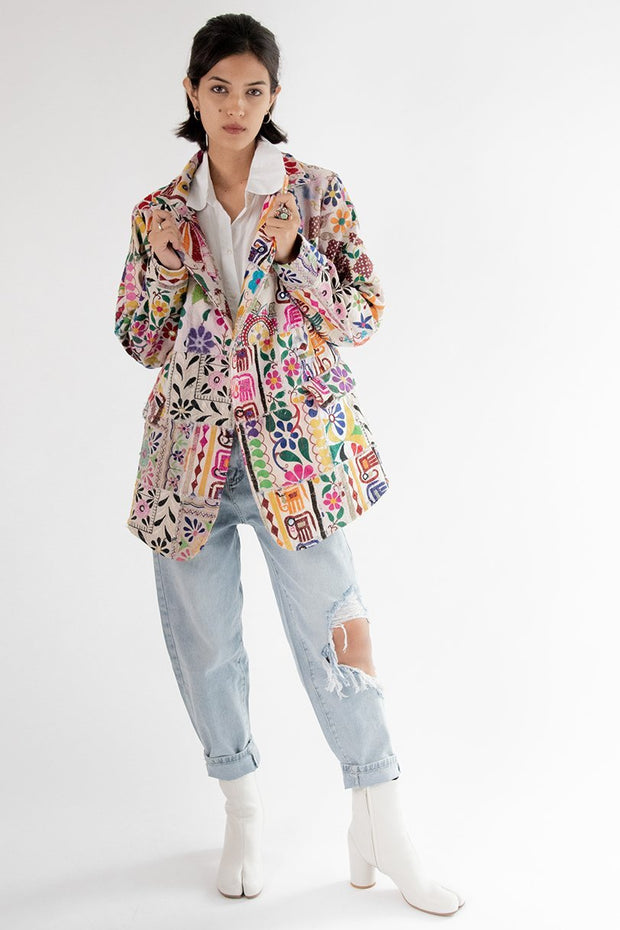 Hand Embroidered Patchwork Jacket Frida, hand made - MOMO NEW YOR...