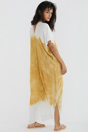 Hand Tye Dye Kaftan Tunic Dress Amandine - sustainably made MOMO NEW YORK sustainable clothing, Boho Chic slow fashion