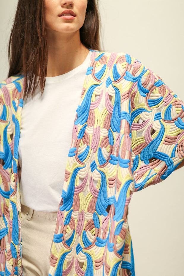 HERA KIMONO COAT JACKET - sustainably made MOMO NEW YORK sustainable clothing, Embroidered Kimono slow fashion
