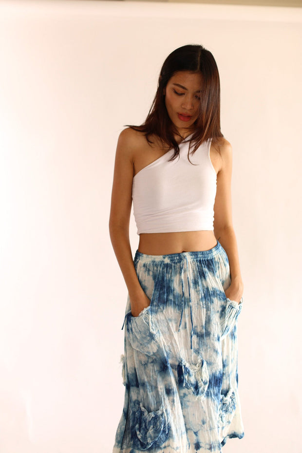 INDIGO DYE SKIRT LORIS - sustainably made MOMO NEW YORK sustainable clothing, skirt slow fashion