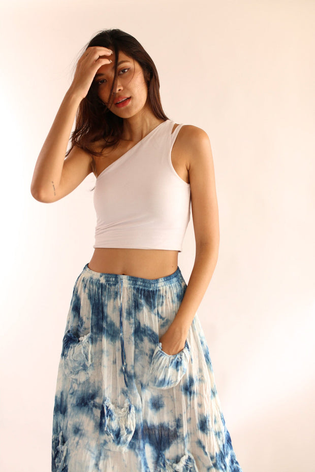 INDIGO DYE SKIRT LORIS - sustainably made MOMO NEW YORK sustainable clothing, skirt slow fashion