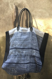 INDIGO HEMP LEATHER TRIM BAG SARA - sustainably made MOMO NEW YORK sustainable clothing, saleojai slow fashion