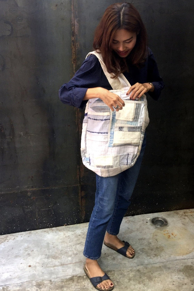 INDIGO HEMP SHOULDER BAG IRIS - sustainably made MOMO NEW YORK sustainable clothing, saleojai slow fashion