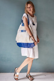 Indigo Patchwork Bag Hemp Dual - sustainably made MOMO NEW YORK sustainable clothing, handbag slow fashion