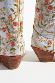 IVORY EMBROIDERED FLOWER WESTERN BOOTS X ANTHROPOLOGIE - sustainably made MOMO NEW YORK sustainable clothing, boots slow fashion
