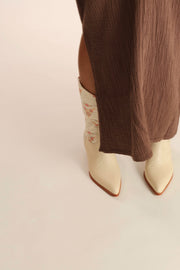 IVORY PINK FLOWER WESTERN BOOTS OHLOLITA - sustainably made MOMO NEW YORK sustainable clothing, boots slow fashion
