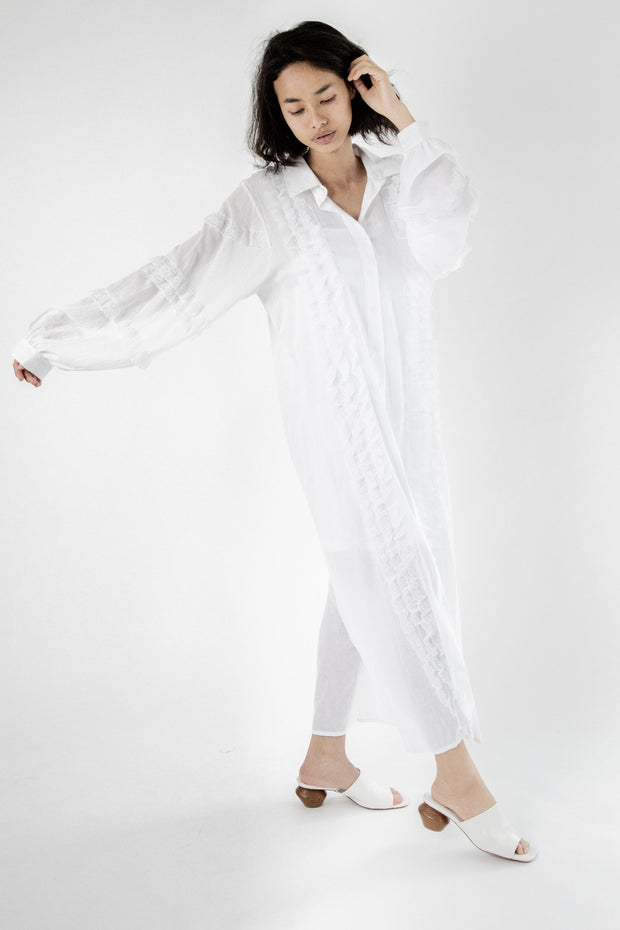 Kaftan Lace Detail Dress Homer - sustainably made MOMO NEW YORK sustainable clothing, kaftan slow fashion