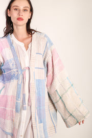 KANTHA QUILT VINTAGE FABRIC KIMONO YUMA - sustainably made MOMO NEW YORK sustainable clothing, Kimono slow fashion