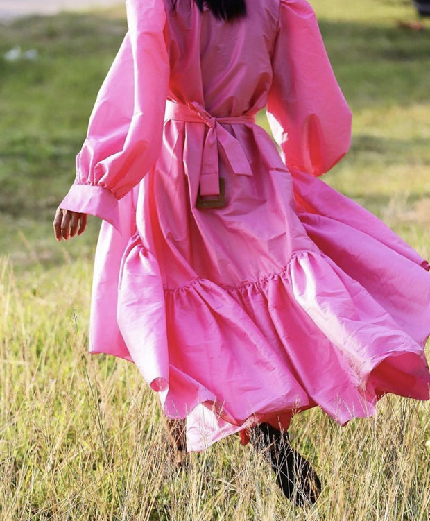 KIMONO BOW DRESS GABRIELA - sustainably made MOMO NEW YORK sustainable clothing, slow fashion