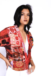KIMONO EMBROIDERED PATCHWORK ECHO - sustainably made MOMO NEW YORK sustainable clothing, Kimono slow fashion