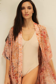 LARISA SILK KIMONO - sustainably made MOMO NEW YORK sustainable clothing, Embroidered Kimono slow fashion