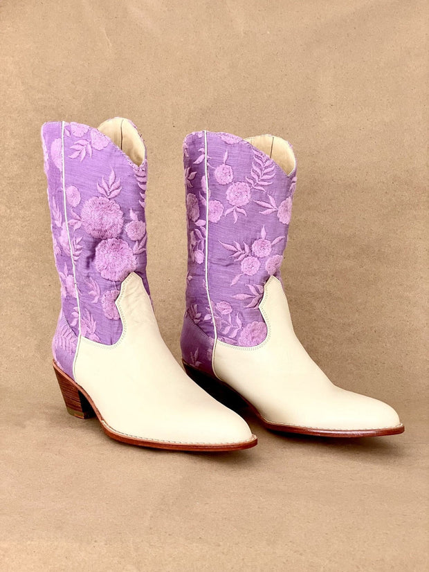 Lavender Flower Boots - 39 - sustainably made MOMO NEW YORK sustainable clothing, saleojai slow fashion