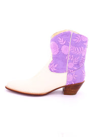 LAVENDER SILK EMBROIDERED BOOTIES LIARA - sustainably made MOMO NEW YORK sustainable clothing, boots slow fashion