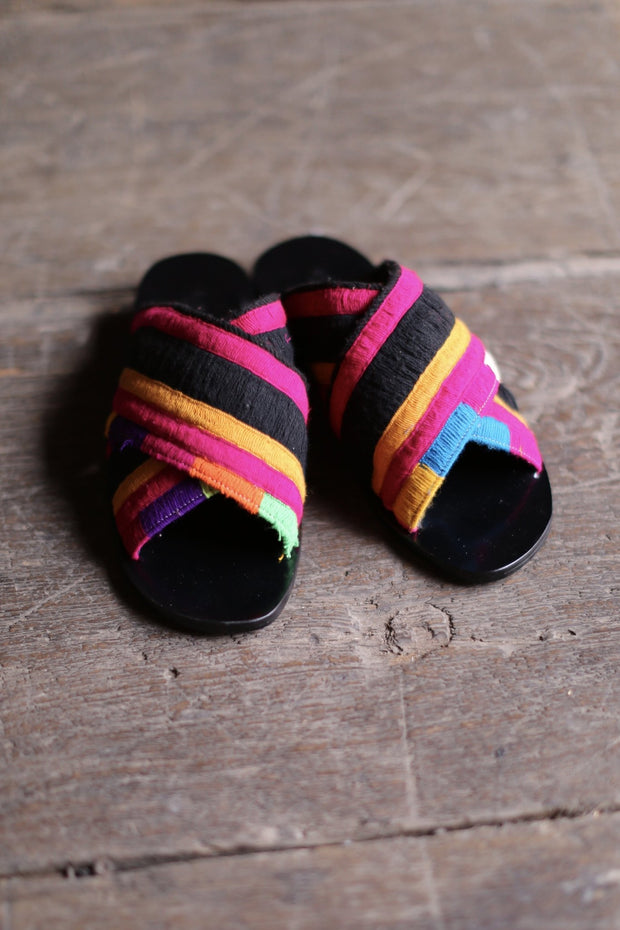 LEATHER SLIPPERS DOAN (EMBROIDERED COLORS) - sustainably made MOMO NEW YORK sustainable clothing, offer slow fashion