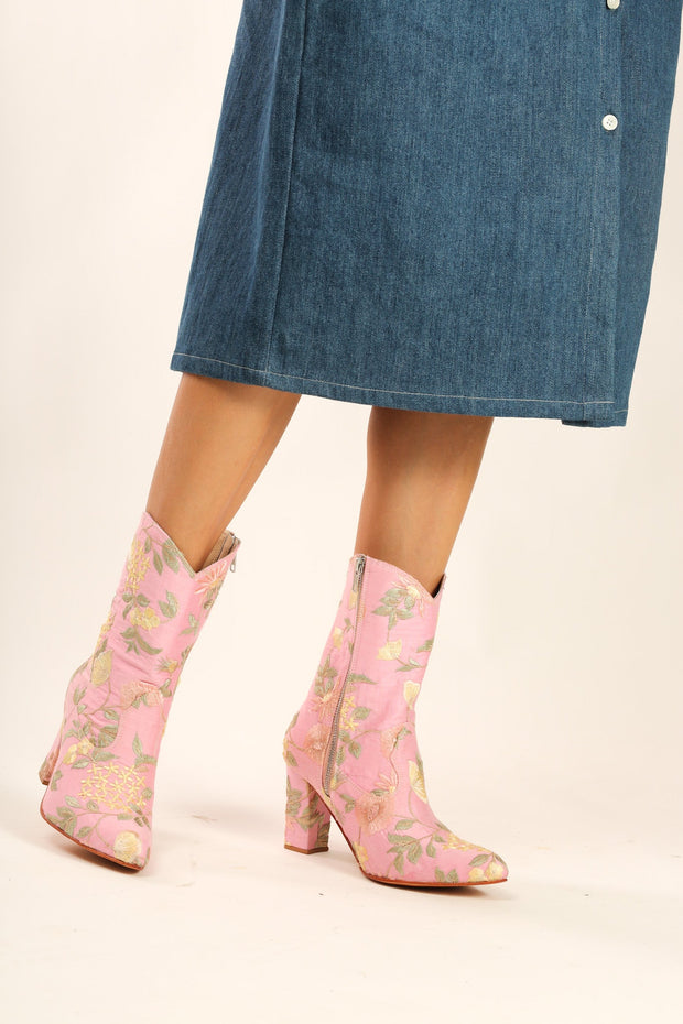 LIGHT PINK HIGH HEEL BOOTS PERRY - sustainably made MOMO NEW YORK sustainable clothing, boots slow fashion