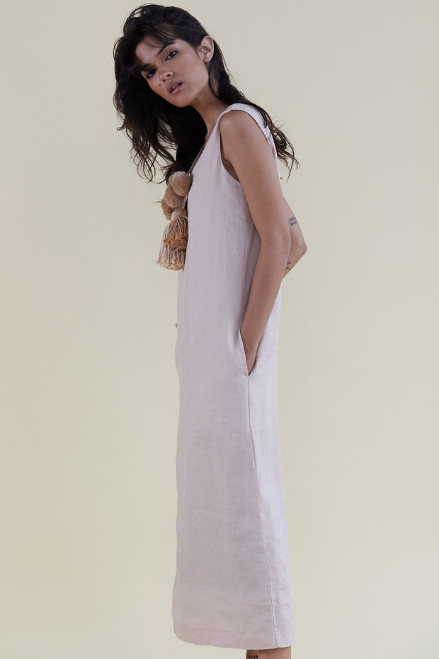 Linen Dress Kravitz - sustainably made MOMO NEW YORK sustainable clothing, kaftan slow fashion