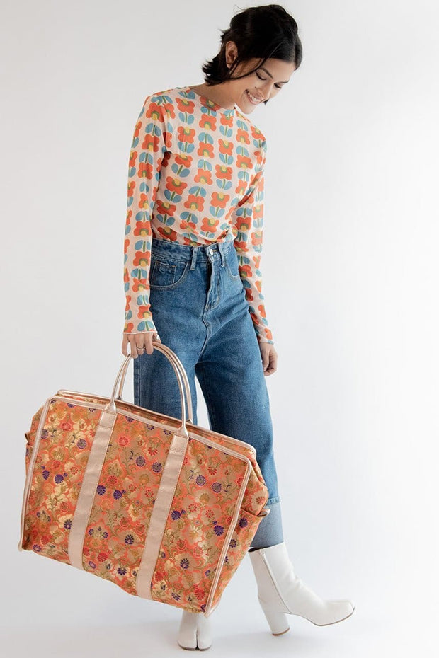 Manisa Weekender Bag Chinese Silk - sustainably made MOMO NEW YORK sustainable clothing, Bohemian Bag slow fashion