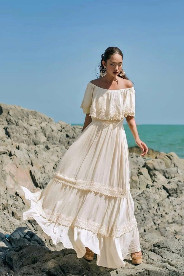 MAXI COTTON DRESS NICOLE, hand made - MOMO NEW YORK