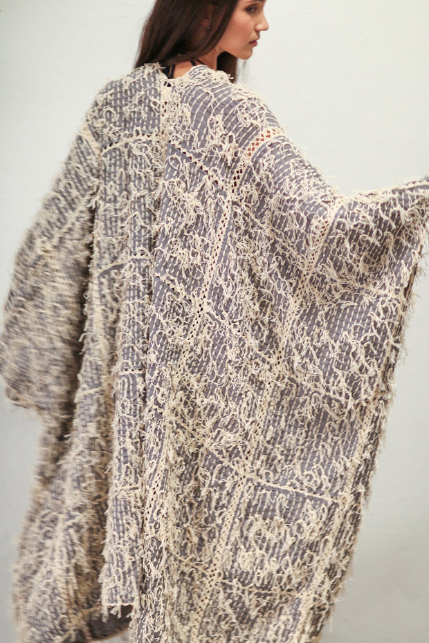 MAXI KIMONO HAND STITCH BONYU - sustainably made MOMO NEW YORK sustainable clothing, Kimono slow fashion