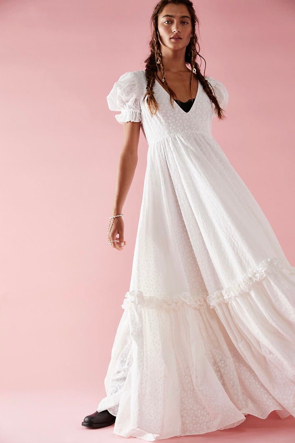 MAXI V NECK ANSEL BOHO WEDDING DRESS, hand made - MOMO NEW YORK -...