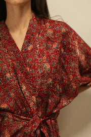 MONUS FLOWER MODAL SILK KIMONO - sustainably made MOMO NEW YORK sustainable clothing, Embroidered Kimono slow fashion