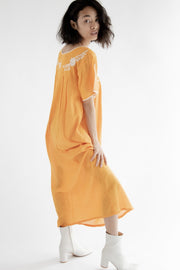 Orange Bohemian Embroidered Dress Maisy - sustainably made MOMO NEW YORK sustainable clothing, embroidered dress slow fashion