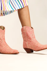 PEACH EMBROIDERED BOOTS TRIBECA - sustainably made MOMO NEW YORK sustainable clothing, boots slow fashion