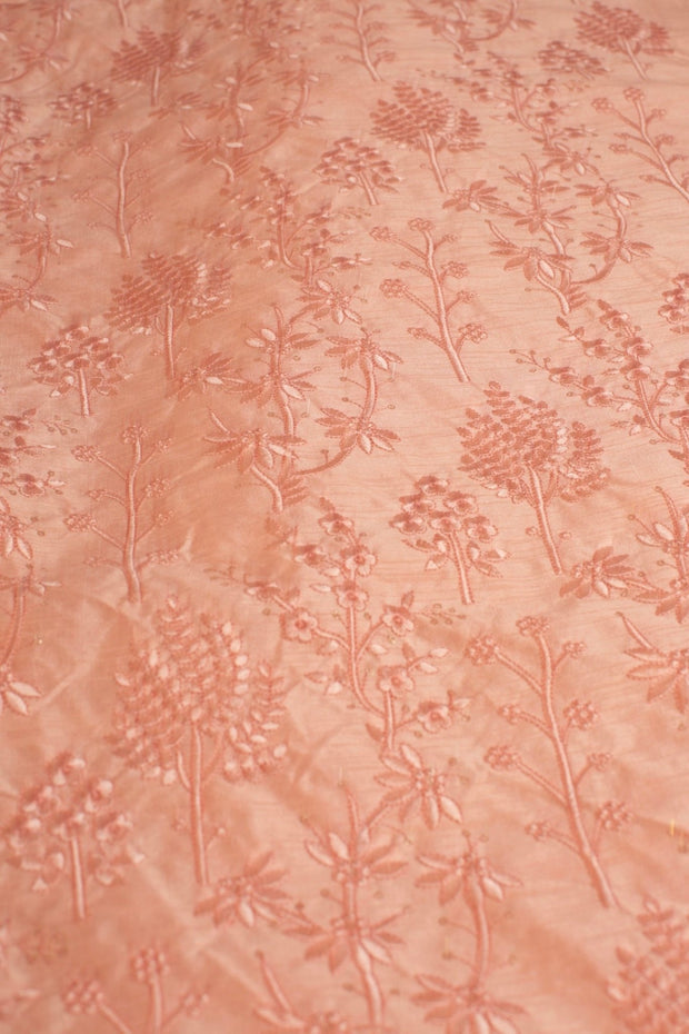 PEACH EMBROIDERED SILK B32-12 - sustainably made MOMO NEW YORK sustainable clothing, fabric slow fashion