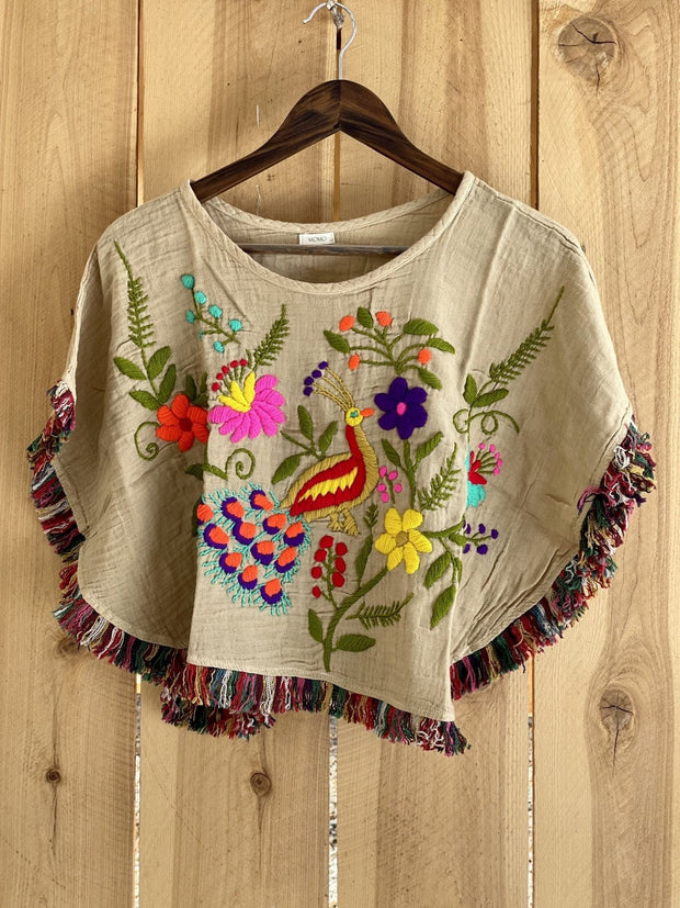 Peacock in The Flower Field - Top - sustainably made MOMO NEW YORK sustainable clothing, saleojai slow fashion