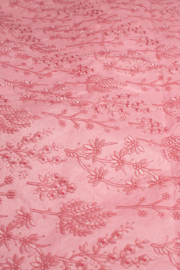 PINK EMBROIDERED SILK B32-14 - sustainably made MOMO NEW YORK sustainable clothing, slow fashion