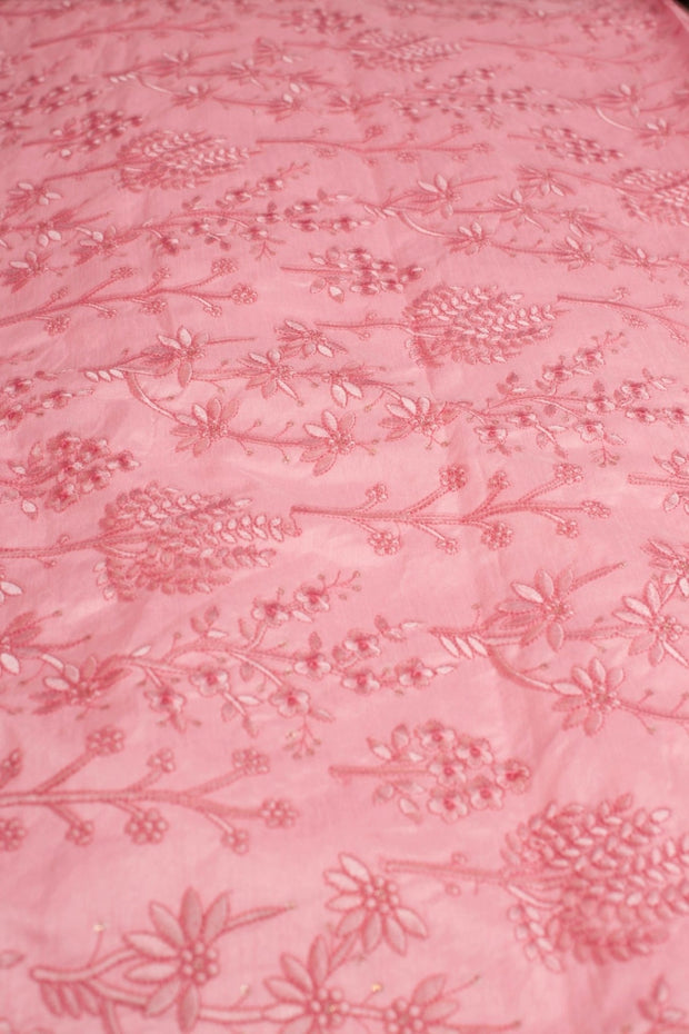 PINK EMBROIDERED SILK B32-14 - sustainably made MOMO NEW YORK sustainable clothing, slow fashion