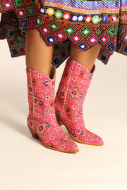 PINK WESTERN BOOTS BAJA - sustainably made MOMO NEW YORK sustainable clothing, boots slow fashion