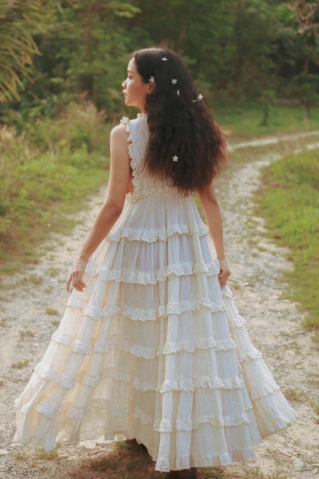 RUFFLE COTTON DRESS ISE, hand made - MOMO NEW YORK - sustainable