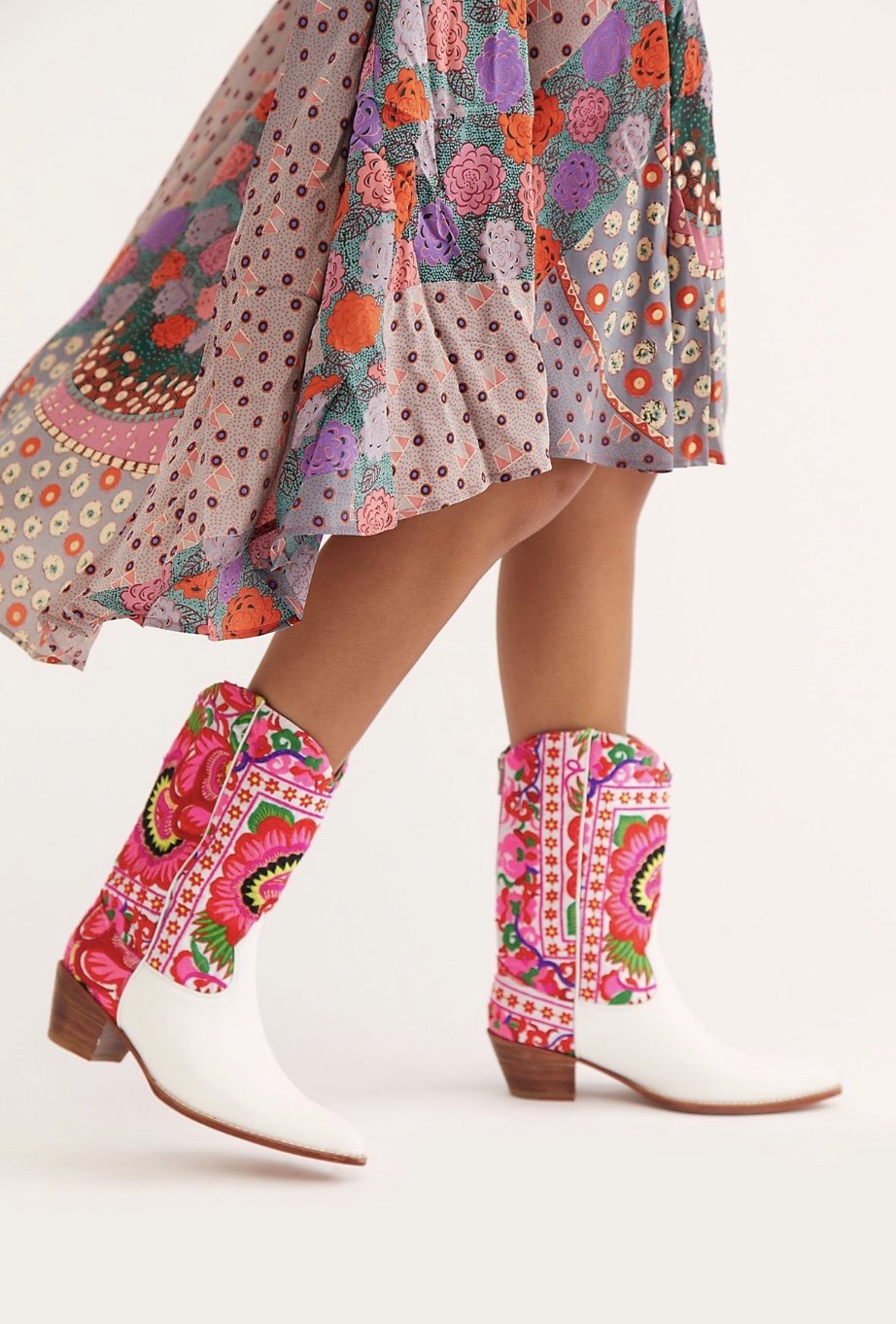 SELINA EMBROIDERED WESTERN COWBOY BOOTS X FREE PEOPLE hand made