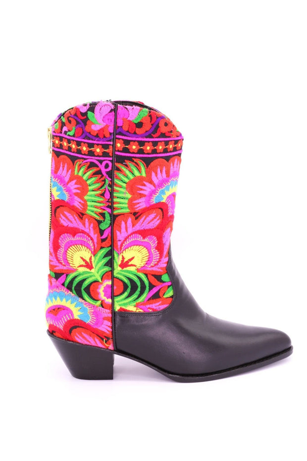 SELINA TRIBAL EMBROIDERED WESTERN BOOTS X FREE PEOPLE - sustainably made MOMO NEW YORK sustainable clothing, boots slow fashion