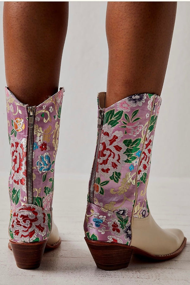 SELINA WESTERN CHINESE SILK BOOTS - sustainably made MOMO NEW YORK sustainable clothing, boots slow fashion