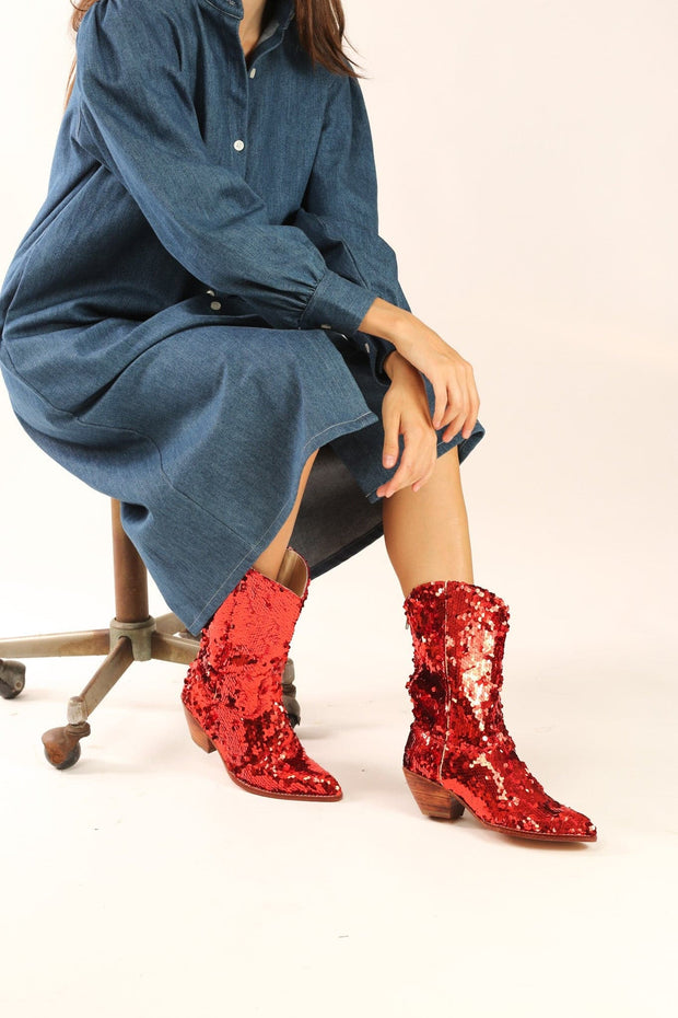 SEQUIN BOOTS ANNI - sustainably made MOMO NEW YORK sustainable clothing, boots slow fashion