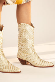SEQUIN EMBROIDERED BOOTS PATCHOULI - sustainably made MOMO NEW YORK sustainable clothing, boots slow fashion