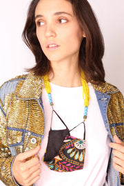SEQUIN EMBROIDERED DENIM JACKET (GOLD) - sustainably made MOMO NEW YORK sustainable clothing, preorder slow fashion