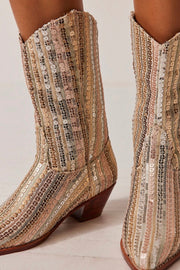 SEQUIN EMBROIDERED WESTERN BOOTS LUNA X FREE PEOPLE - sustainably made MOMO NEW YORK sustainable clothing, boots slow fashion