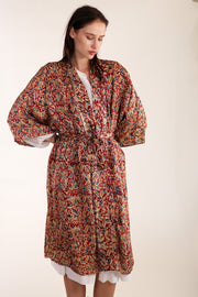 SILK BLOCK PRINT KIMONO SARU - sustainably made MOMO NEW YORK sustainable clothing, Kimono slow fashion