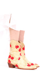 SILK EMBROIDERED BOOTS TENILLE - sustainably made MOMO NEW YORK sustainable clothing, boots slow fashion
